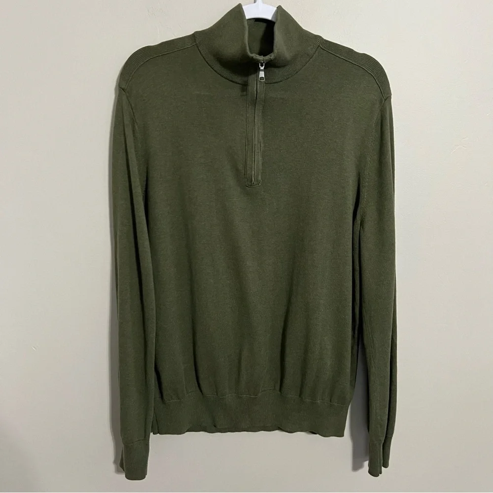 Banana Republic Olive Green Silk Cashmere Blend Half Zip size XL